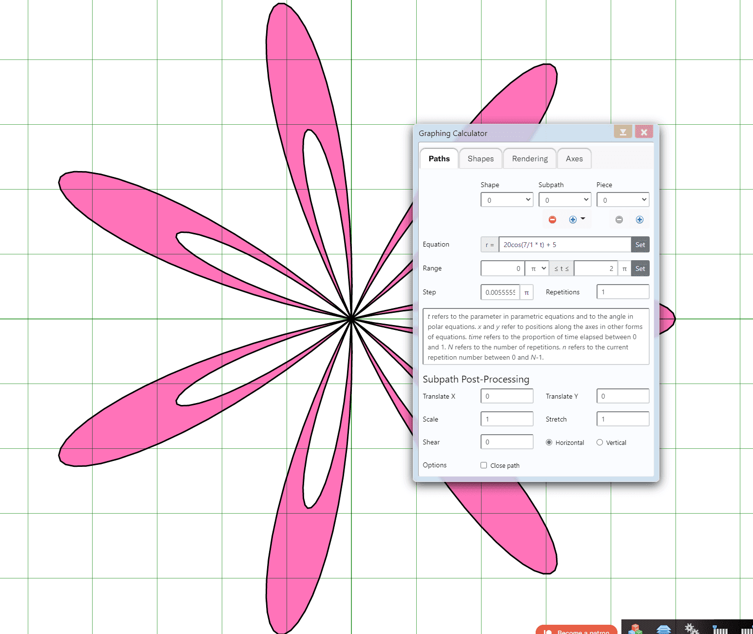 Mathematical Rose with Interactive Equation Editor