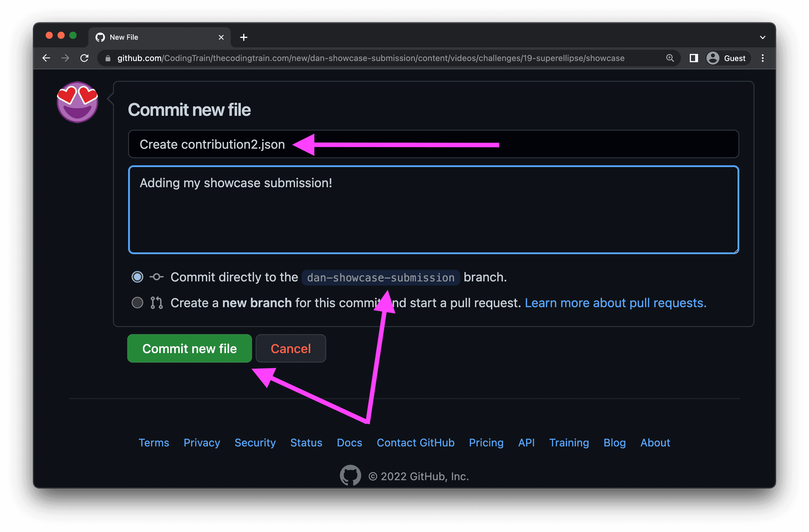 Committing the file